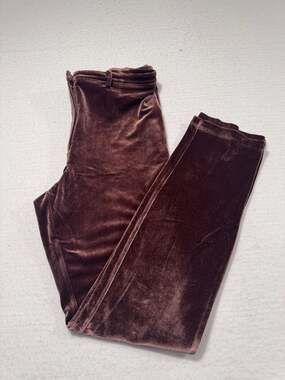 H&M Edition Brown Velvet High Waist Slim Leg Pants Size M NWT